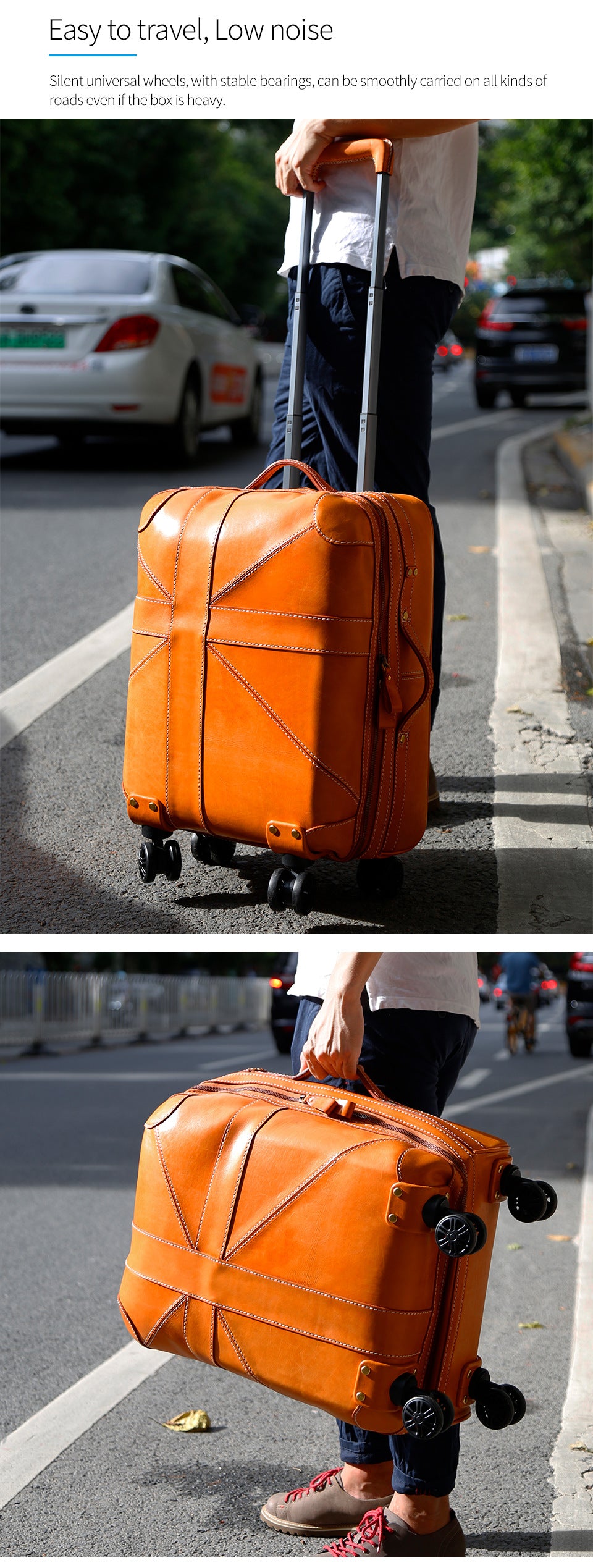 Genuine Leather 20 Inch Airline Cabin Trolley Bag Luggage