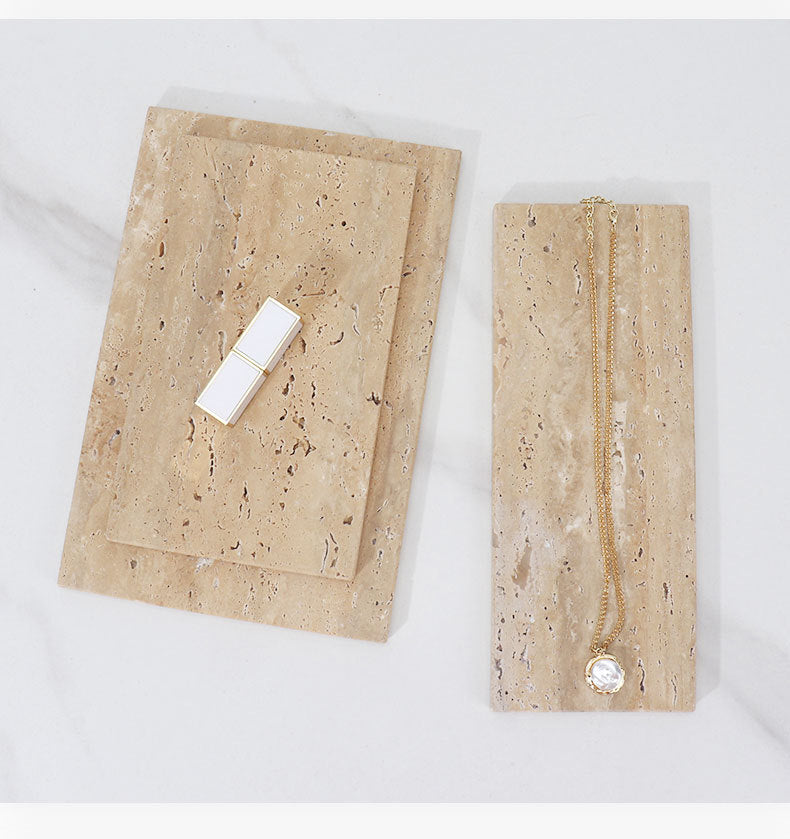 Nordic Light Luxury Natural Marble Tray for Bathroom, Vanity, and Table Décor