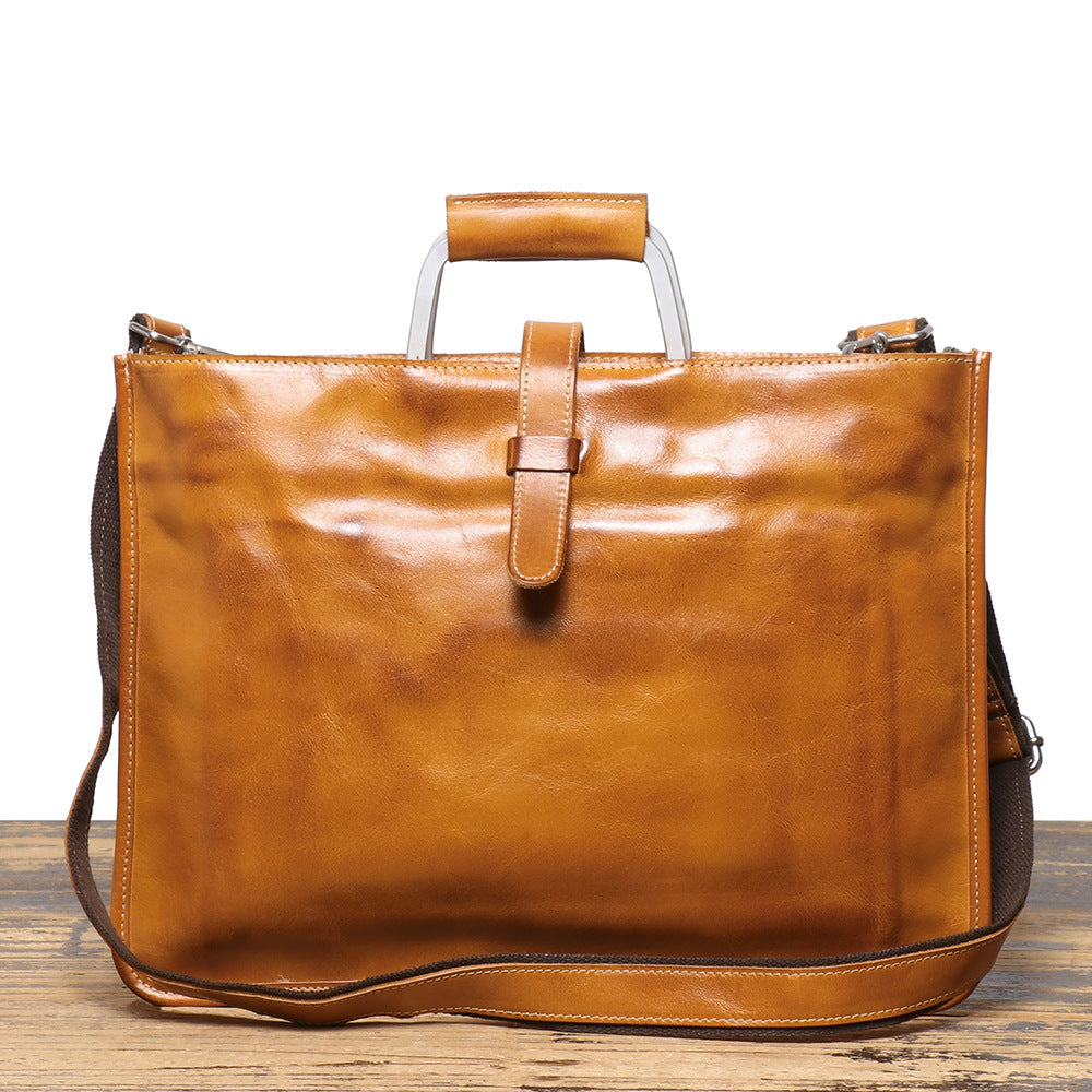 Men's Genuine Brown Leather Office Bag Briefcase