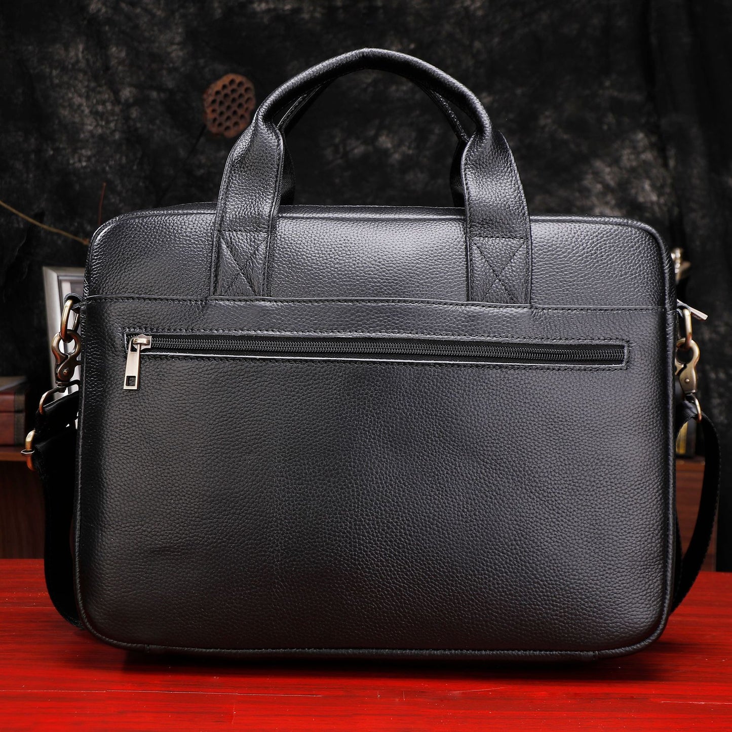 Laptop Leather Briefcase Business Shoulder Bag