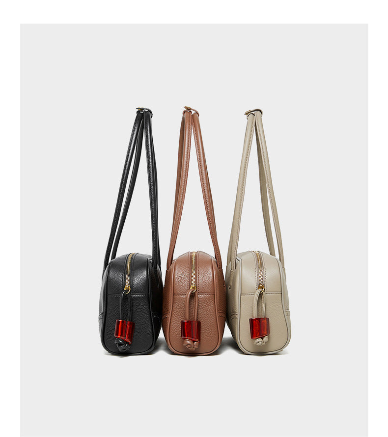 Women's Leather Shoulder Bag with Long Strap