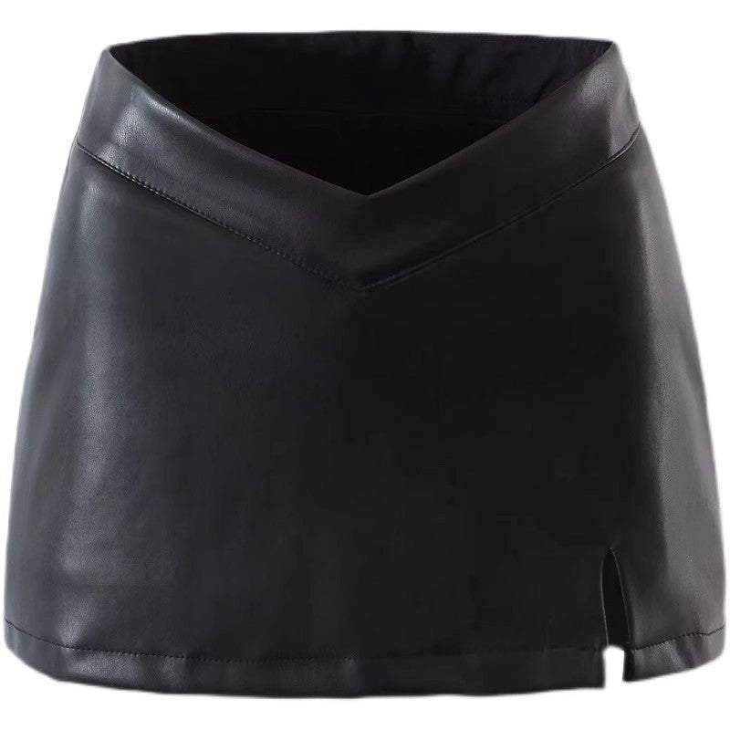 Above knee Causal PU Leather Short Skirts