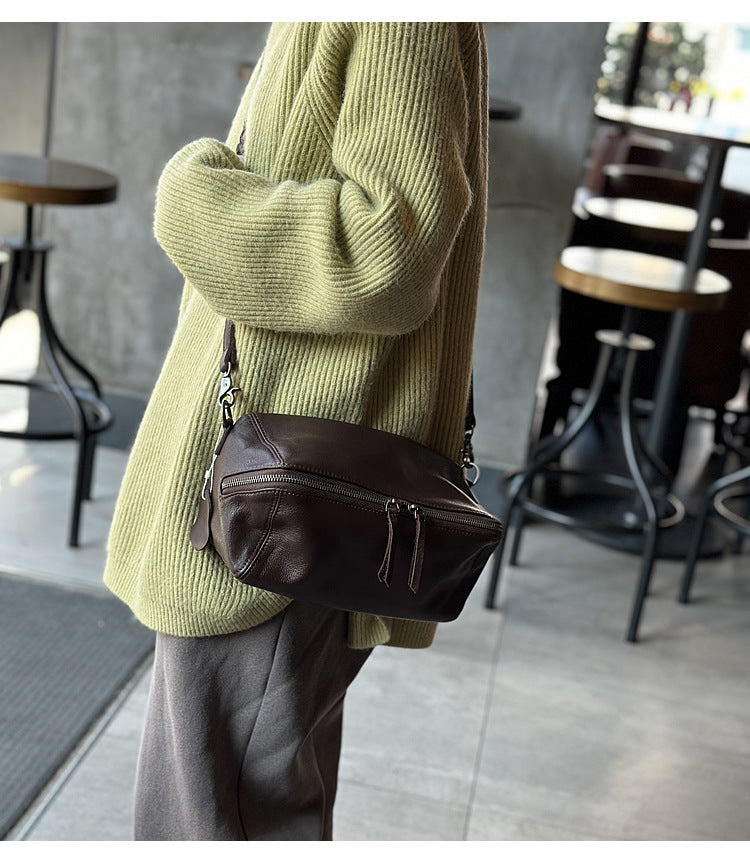 Genuine Leather Crossbody Toast Bag for Women