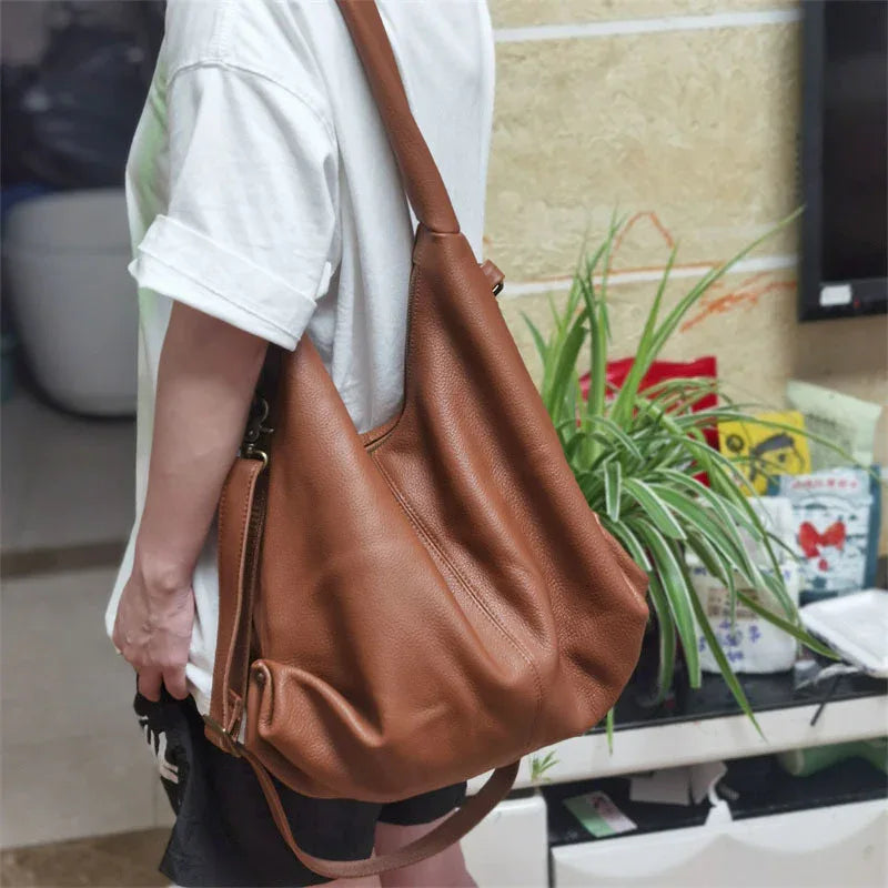 Leather Women Large Shoulder Messenger Tote Bag