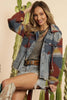 Oversized Hooded Patchwork Jean Jacket Western Aztec