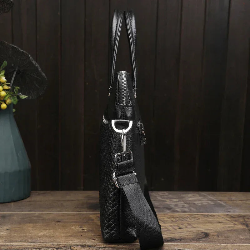 Genuine Leather Men's Office Briefcase Bag