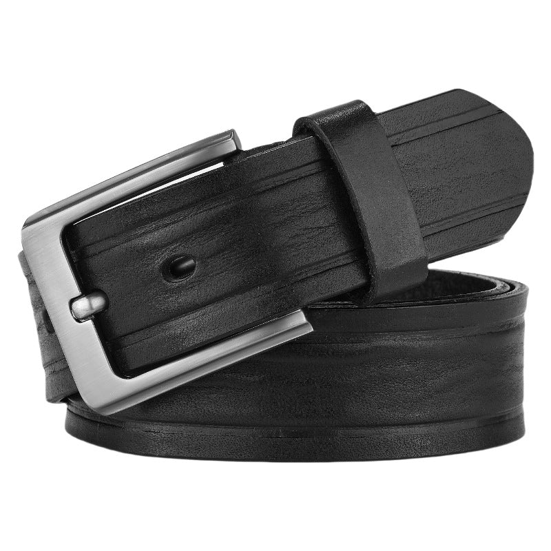 Leather belts for men with brushed buckle detail