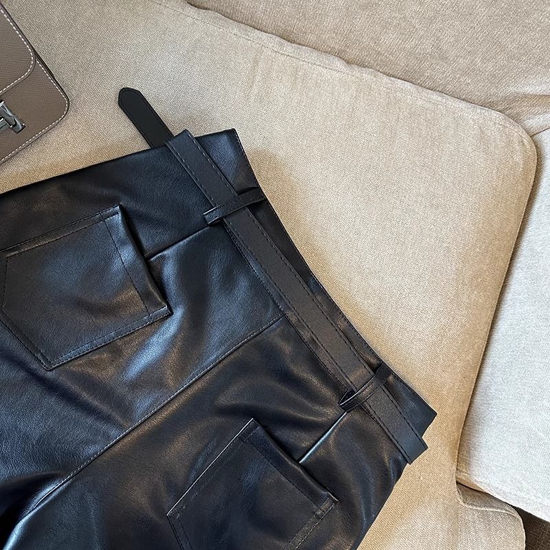 Black High-Waisted Coated Shorts for Women