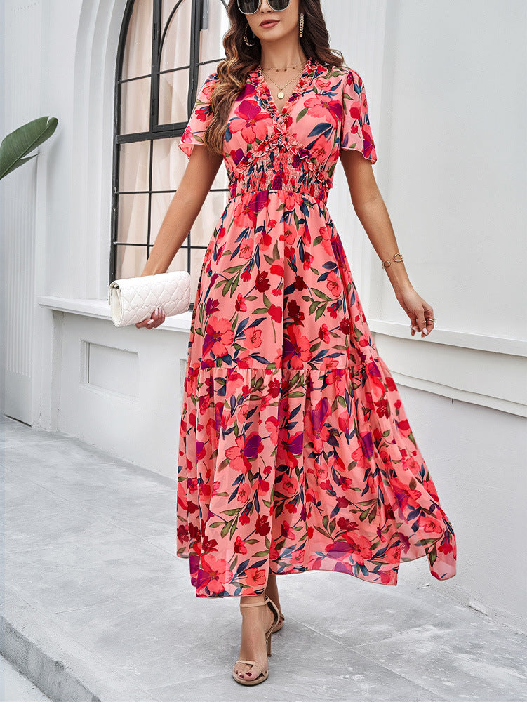 Women’s Casual Maxi Sun Dress with Smocked Waist