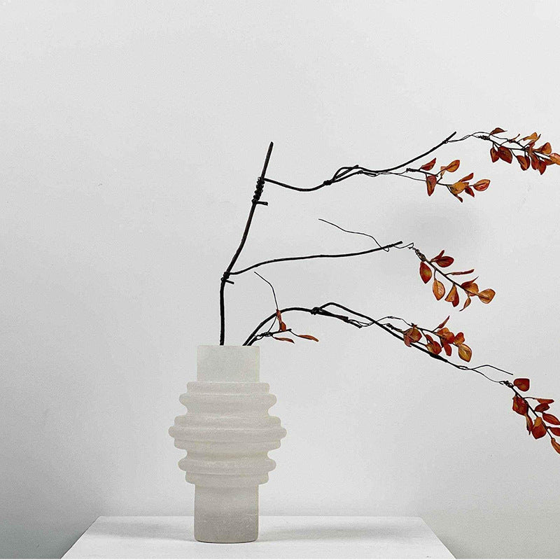 Spanish Real Marble Flower Vase Ornaments Decorative for Living Room & Hotel