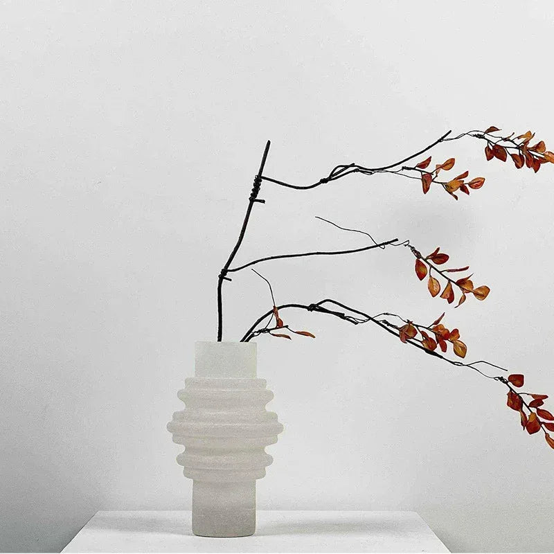 Spanish Real Marble Flower Vase Ornaments Decorative for Living Room & Hotel - Boho Living Room