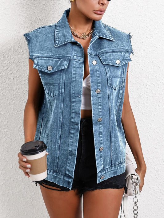 oversized sleeveless denim vest