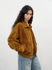 Loose Fit Retro Bomber Women Real Suede Jacket