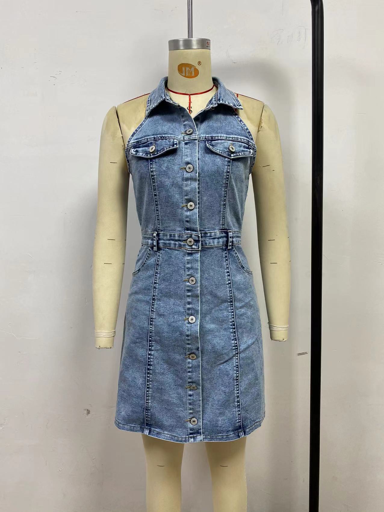 Women’s Sleeveless Blue Jean Mini Dress for Women