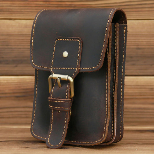 Men’s Leather Waist Bag Genuine Leather Phone Holder