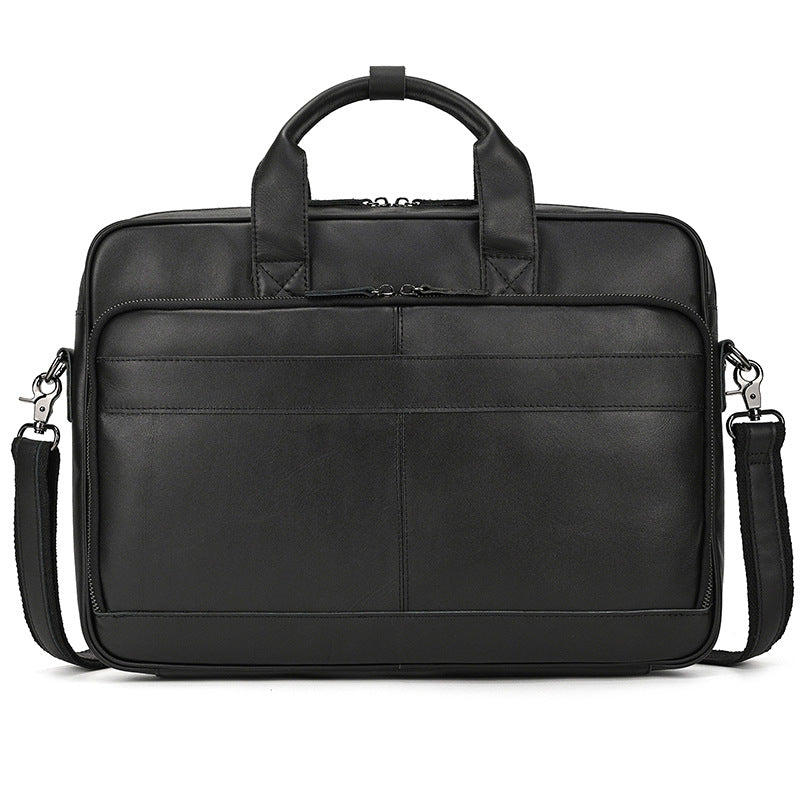 Genuine Leather Carry-On Office Bag with Trolley Strap