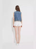 Flap Pocket Button Front Vest Denim Jacket