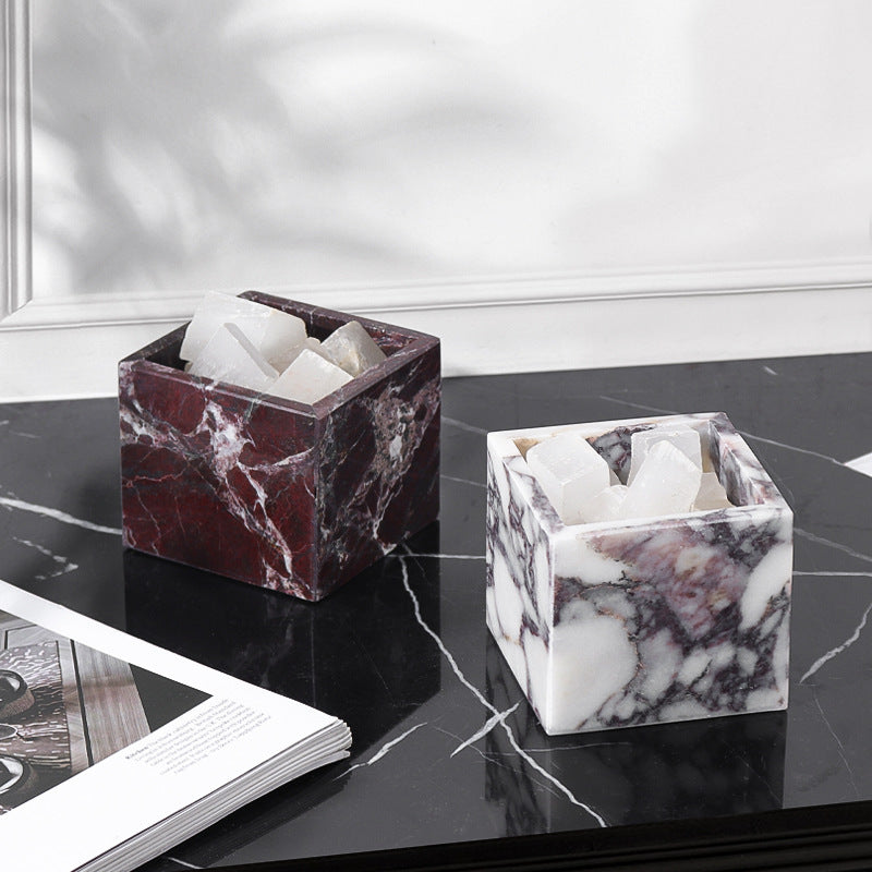 Nordic Marble Candlestick Holder Square Stone Candle Cup
