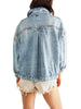 Oversized Light Wash Drop Shoulder Denim Jacket