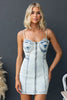Women Denim Mini Dress Slim Fit Sleeveless Jean