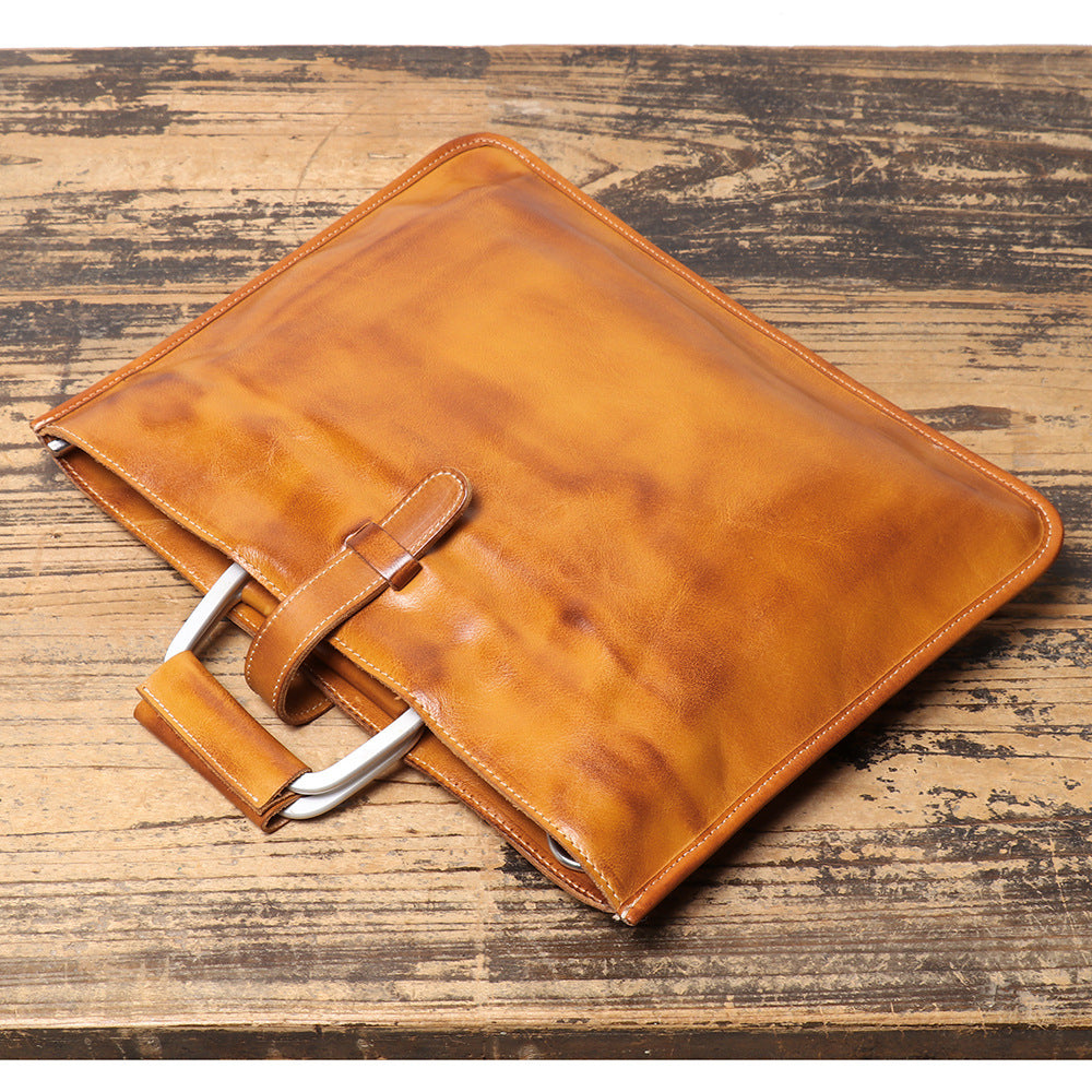 Men's Genuine Brown Leather Office Bag Briefcase