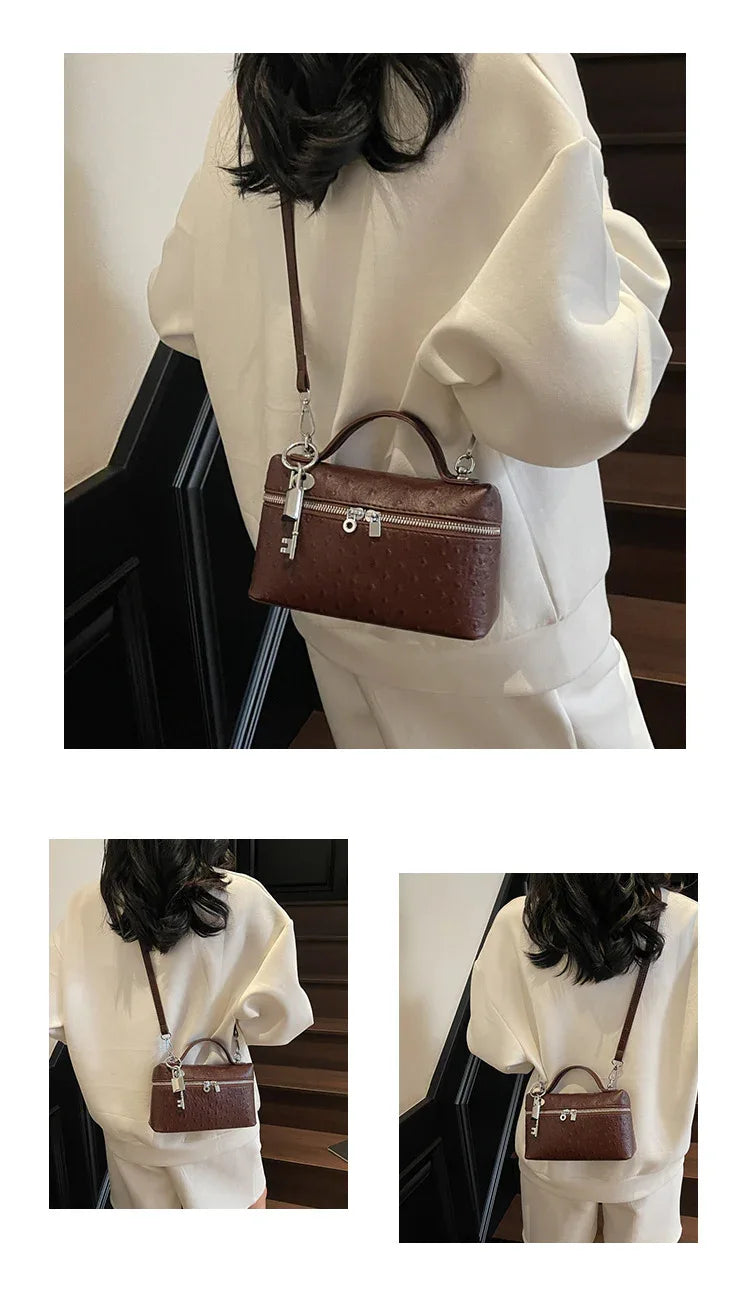 Genuine Leather Shoulder Crossbody Box Purse