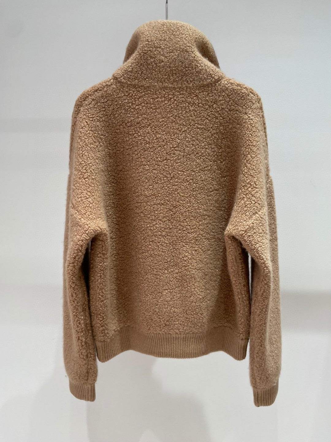 Women Stand Collar Cashmere Zip Sweater Yarn Knit