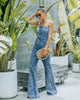 Acid Wash Flared Denim Jumpsuit for Women