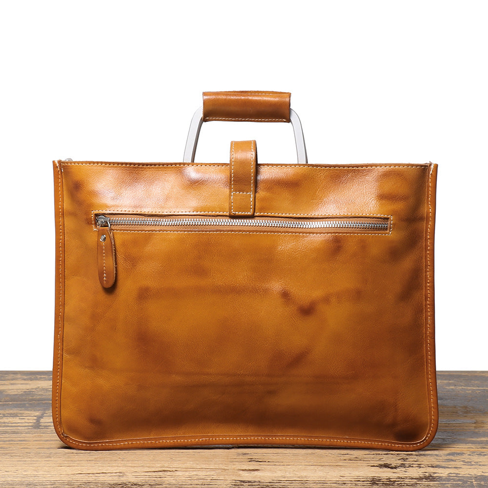 Men's Genuine Brown Leather Office Bag Briefcase