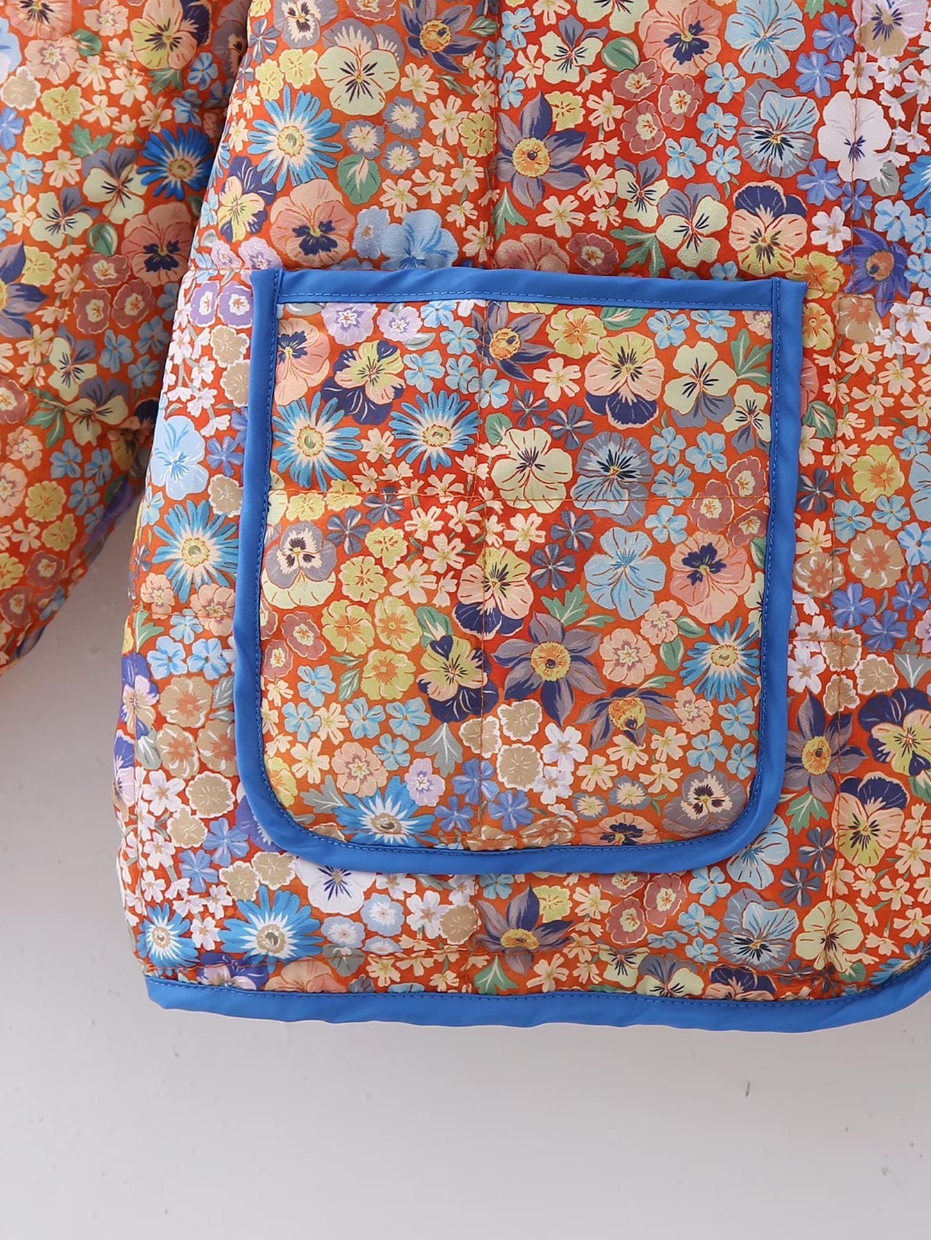 Women’s Floral Quilted Cotton Coat Lightweight Padded Jacket