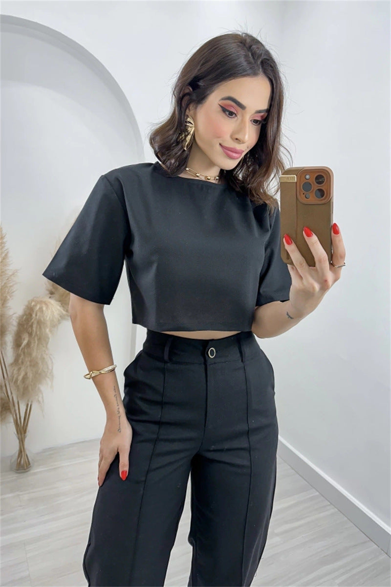 Women's Long Wide Leg Pants And Top