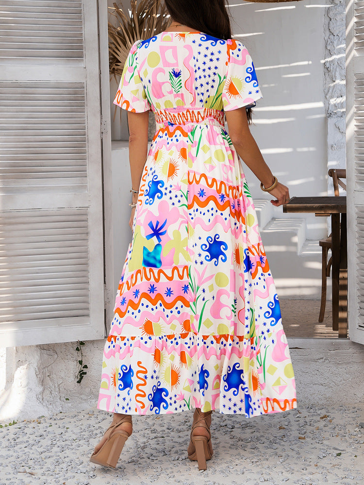 Colorful Floral Maxi Sun Dress for Women