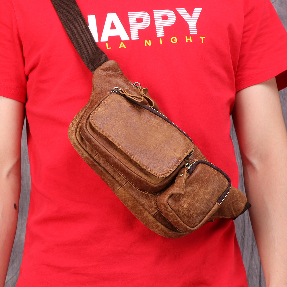 Genuine Leather Men's Chest Crossbody Bag