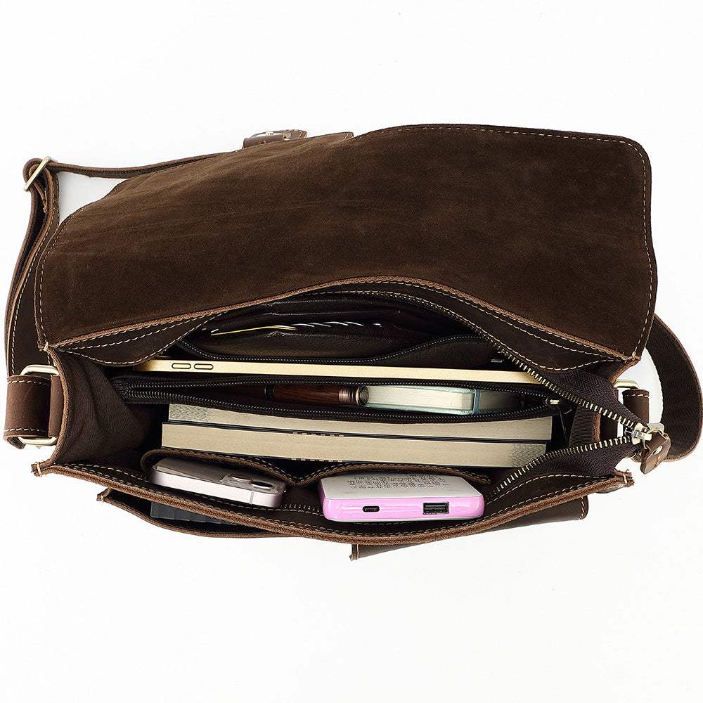 Real Leather Laptop Messenger Bag