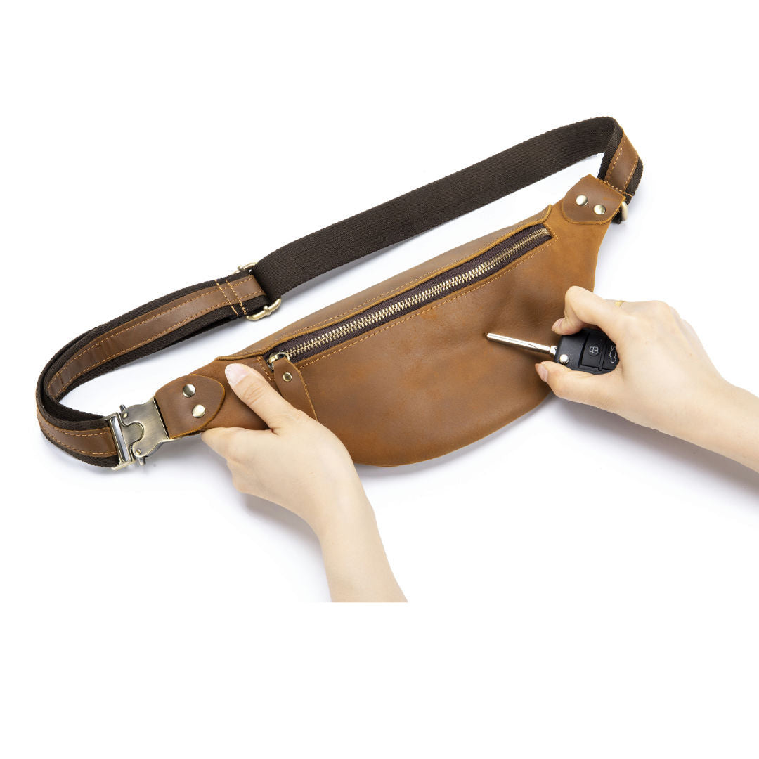 Genuine Leather Waist Bag Crossbody Belt Pack