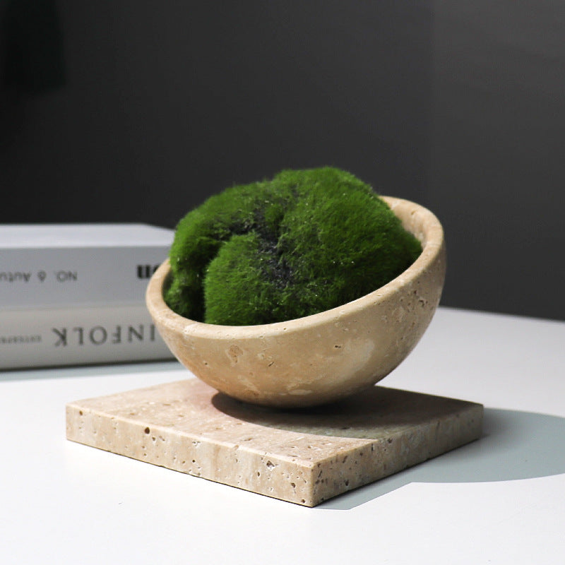 European Natural Marble Flower Pot Succulent Planter with Base