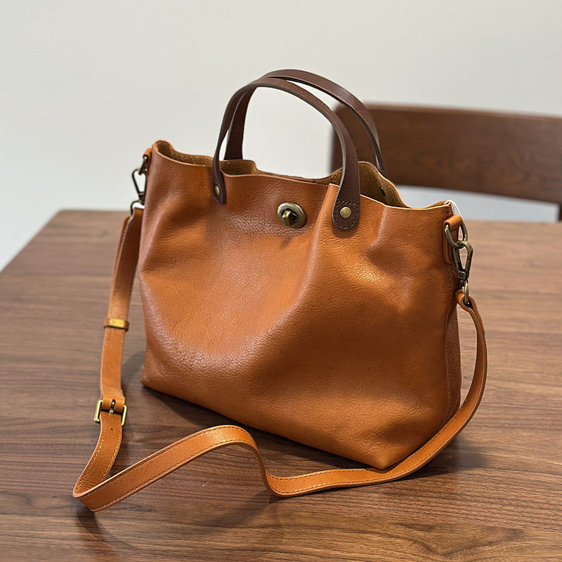 Real Leather Crossbody Office Purse with Strap