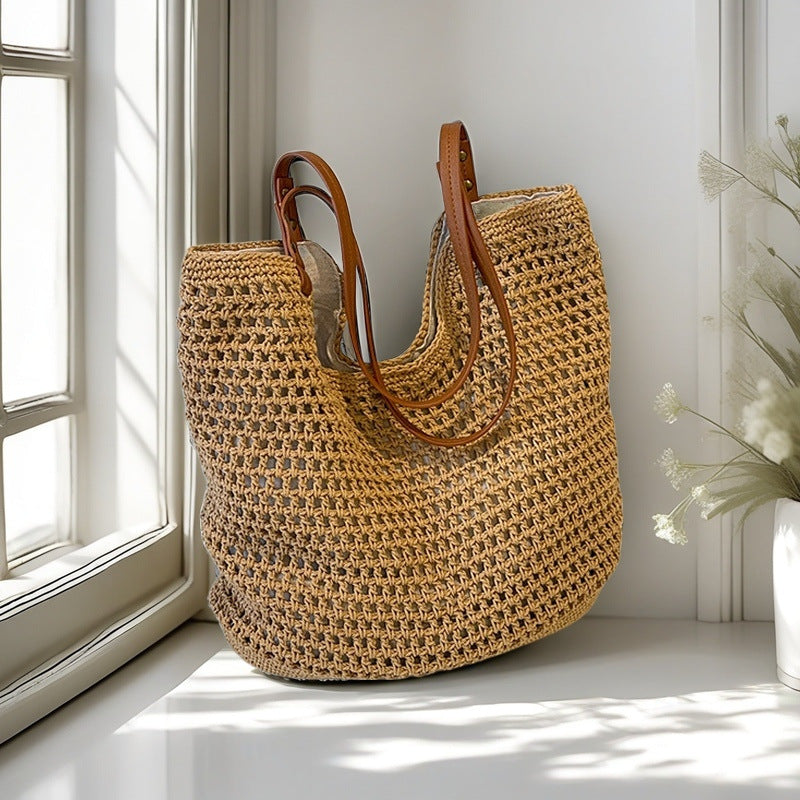 Woven Beach Tote Bag for Women Large Handwoven