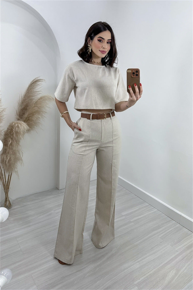 Women's Long Wide Leg Pants And Top