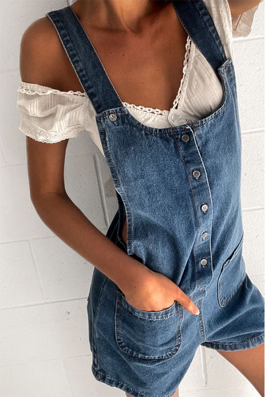 Dual Pocket Denim Overall Casual Summer Denim Onesie