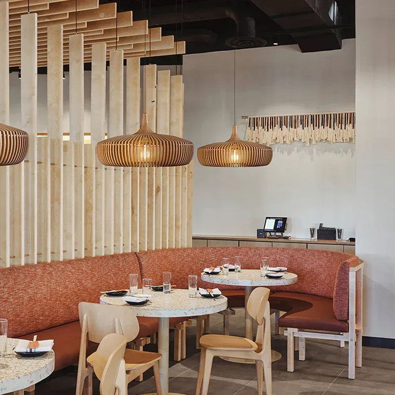 Scandinavian Wood Pendant Light Ceiling Lamp & Modern Farmhouse Chandelier