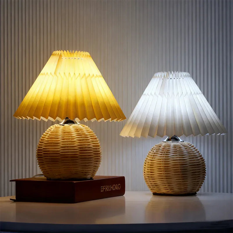 Premium rattan bamboo woven table lamp