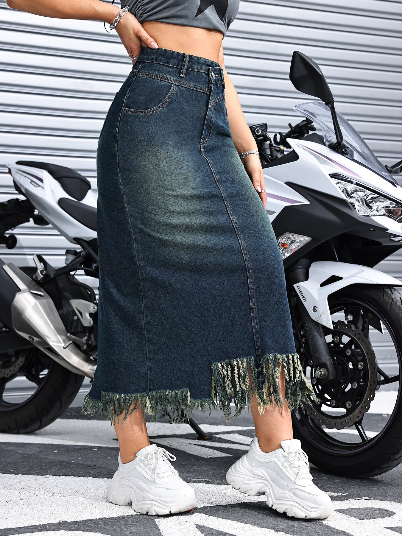 long denim maxi skirts for women