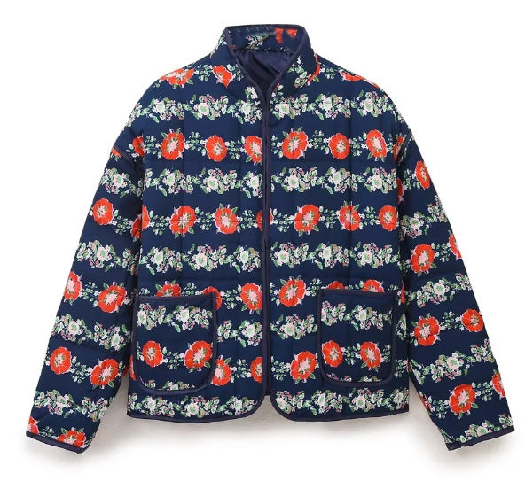 Women’s Floral Quilted Cotton Coat Lightweight Padded Jacket