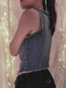 Women’s Denim Corset Vest Top with Deep Neckline