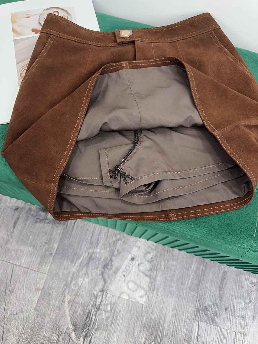Women’s Leather Suede Mini Skirt A-Line