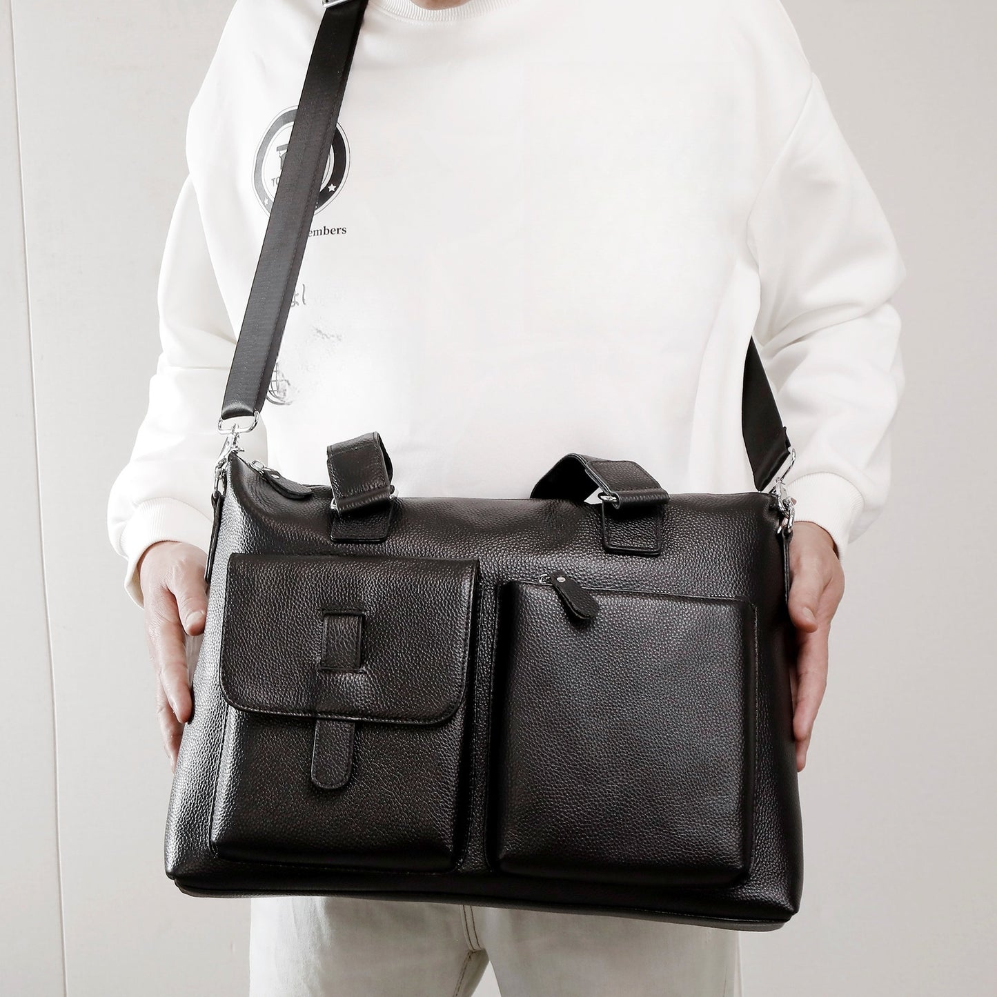 Genuine Leather Office Bag With Laptop Compartment