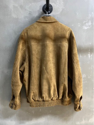 Women Suede Jacket Camel Brown Leather Bomber Sheepskin Lapel