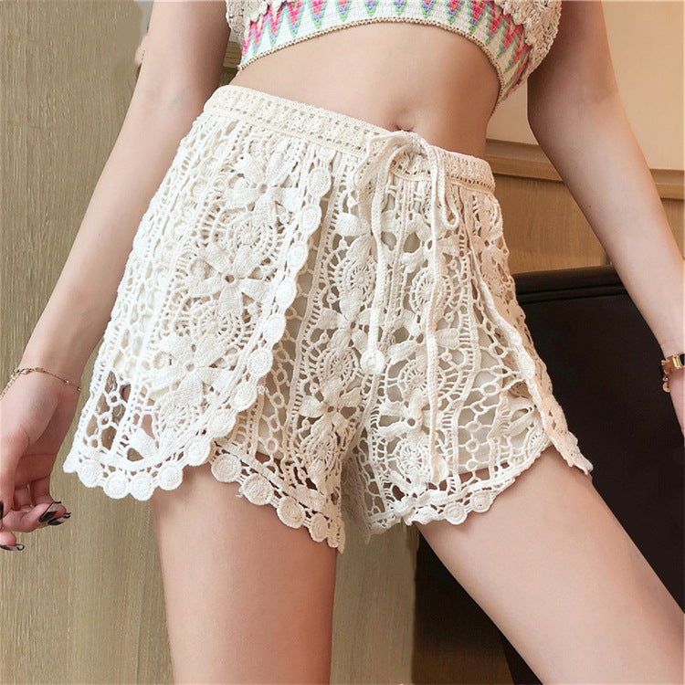 women lace trimmed summer shorts