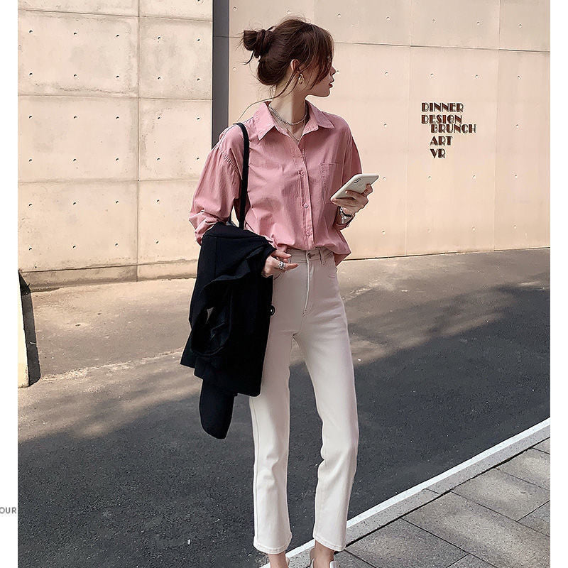 women's long sleeve button front shirts